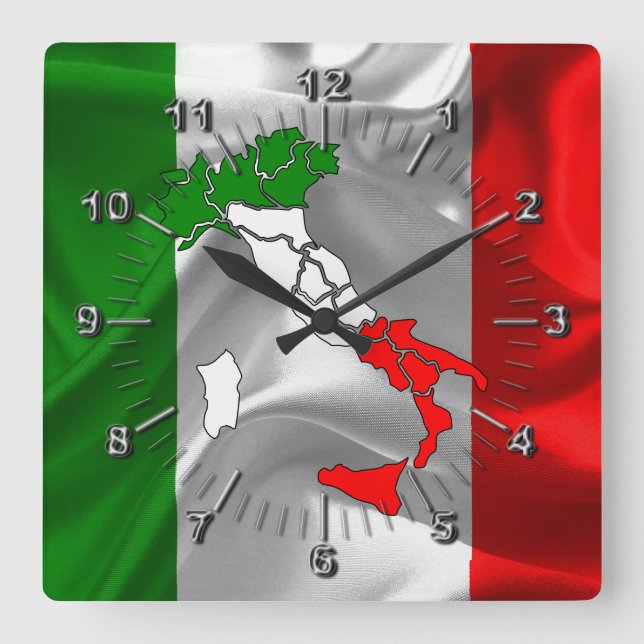 Italienska flagga fyrkantig klocka (Framsida)