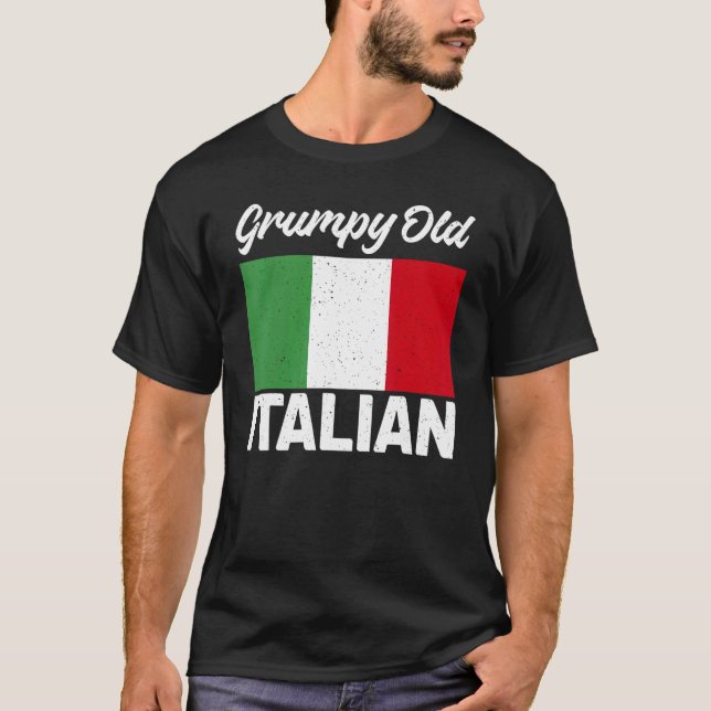 Italienska Flagga Grumpy Gamy Italienska farfar T Shirt (Framsida)