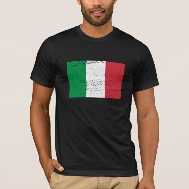 Italienska Flagga Grunge T Shirt (Framsida)