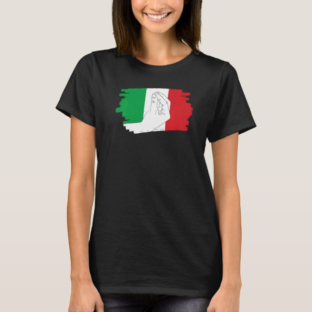 Italienska Flagga Hand Symbol Italiano Hand Gestur T Shirt (Framsida)