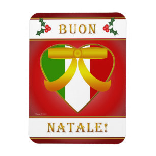 Italienska Flagga Heart Buon Natale (jul) Magnet