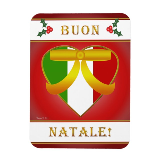 Italienska Flagga Heart Buon Natale (jul) Magnet (Vertikal)