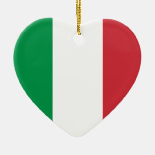 Italienska Flagga Heart Julgransprydnad Keramik (Framsidan)
