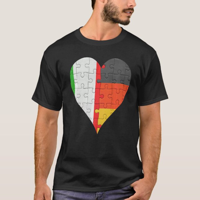 Italienska Flagga Heart T Shirt (Framsida)