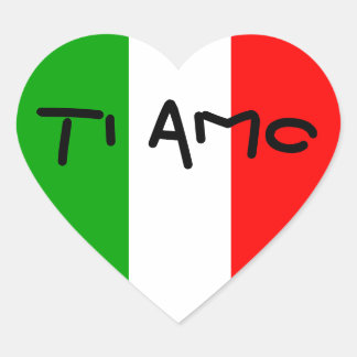 Italienska Flagga Heart Ti Amo-klistermärken Hjärtformat Klistermärke