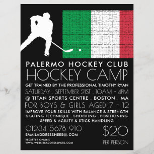 Italienska Flagga, Hockey Player, Camp Advertising Reklamblad
