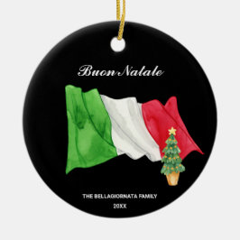 *~* Italienska Flagga Italien Buon Natale Photo ju Julgransprydnad Keramik