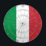 Italienska Flagga (Italien) Darttavla<br><div class="desc">Denna utformning är utmärkande för Italiens flagga, officiellt Republiken Italien (på italienska "Repubblica Italiana"), som är ett land som består av en peninsula som avgränsas av Alpernorna och omges av flera öar. Italien är belägen i Sydeuropa, och den betraktas också som en del av westerna Europa. I dag anses Italien...</div>