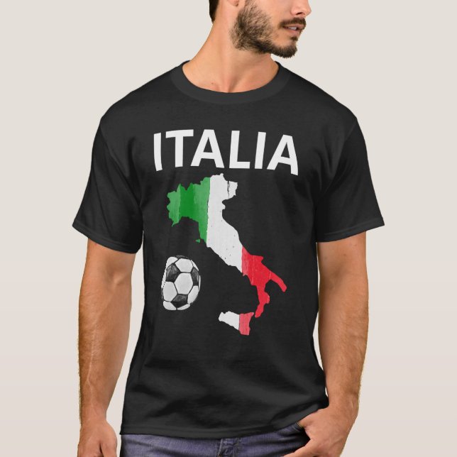 Italienska Flagga-Italien Karta Soccer Italia Spor T Shirt (Framsida)