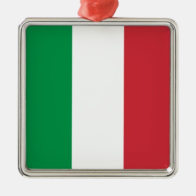 Italienska Flagga (Italien) keramiska prydnadsföre Julgransprydnad Metall (Framsidan)