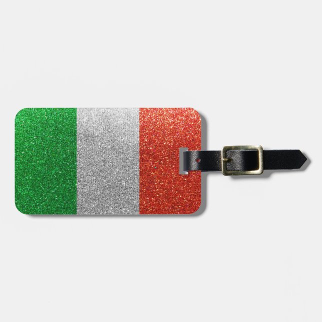 Italienska Flagga Italien Milan Bling Glitter Mode Bagagebricka (Horisontell Framsida)