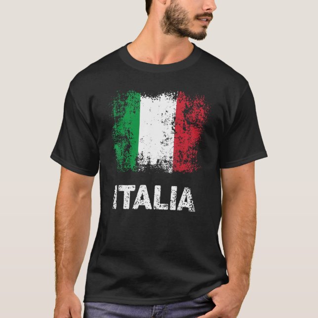 Italienska Flagga Italien Patriotic Italia Flagga T Shirt (Framsida)