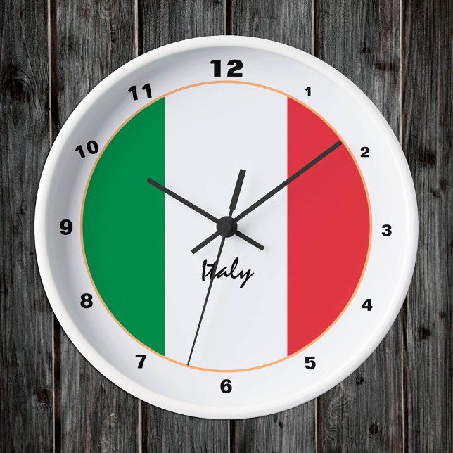 Italienska Flagga & Italien trendig mode /design Rund Klocka (Skapare uppladdad)