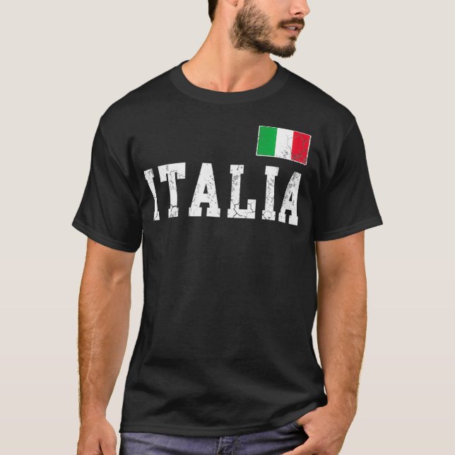 Italienska Flagga italienska Italien Distress Fade T Shirt (Framsida)