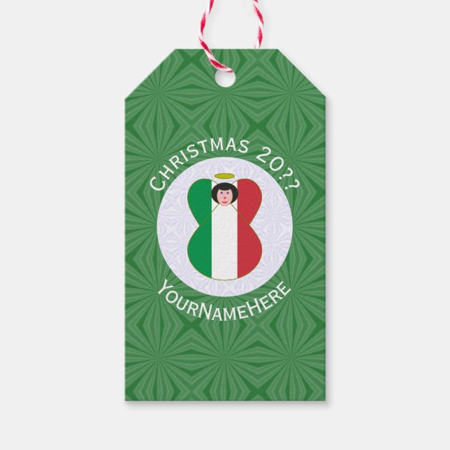 Italienska Flagga Julgel-Personligen Presentetikett (Framsidan)