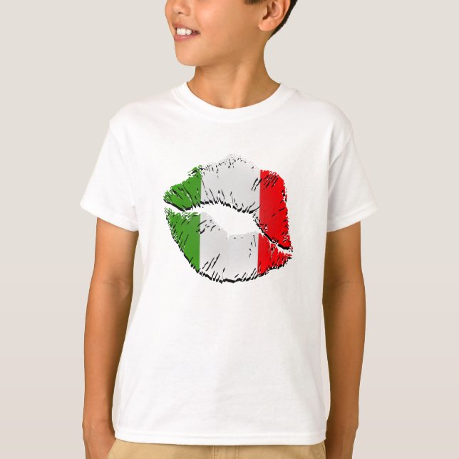 Italienska Flagga Läppar Tee Shirt (Framsida)