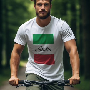 Italienska Flagga - Lodrät med italienska i center T Shirt