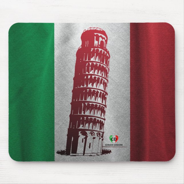 Italienska Flagga med antydan Pisa Mouse Pad Musmatta (Framsidan)