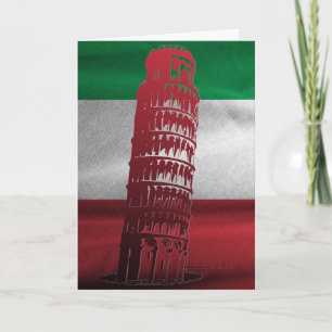 Italienska Flagga med en antydan om Pisa Tack Kort