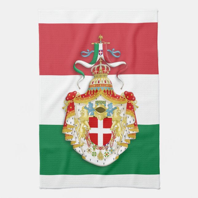 Italienska Flagga med insignier av Konungariket It Kökshandduk (Vertikal)