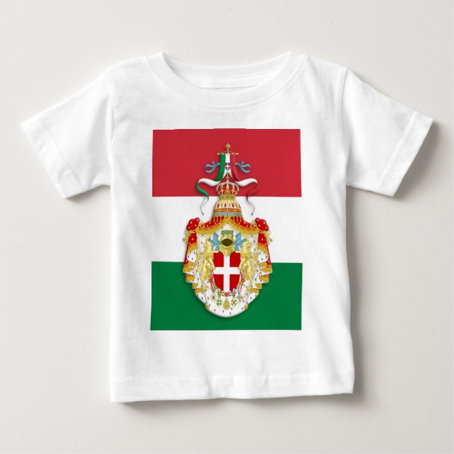 Italienska Flagga med insignier av Konungariket It Tee Shirt (Framsida)