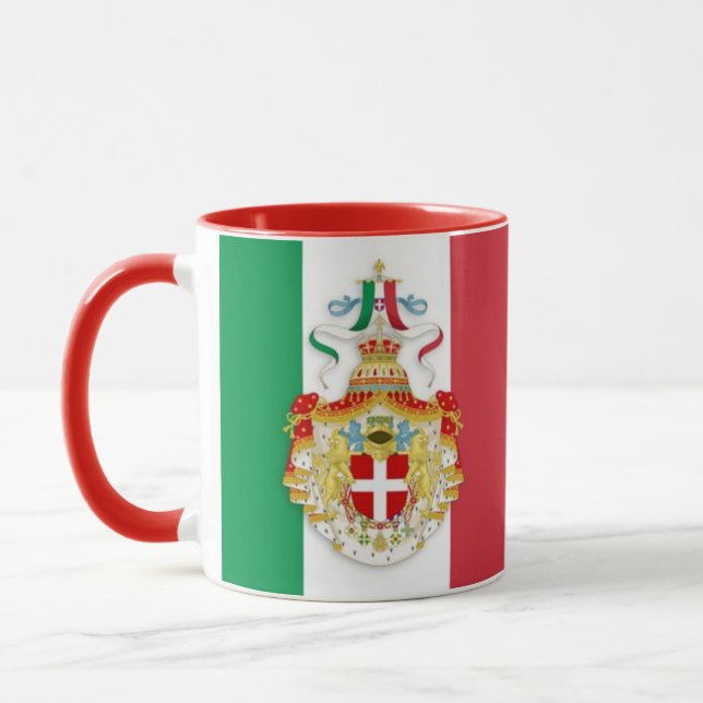 Italienska Flagga med kungadömets insignier Mugg (Vänster)