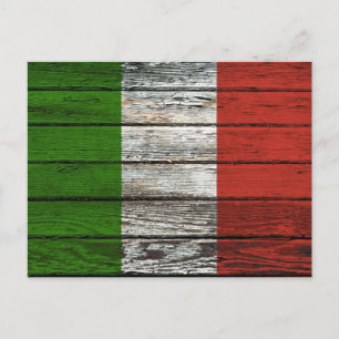 Italienska Flagga med Rough Wood Grain Effect Vykort
