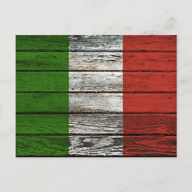 Italienska Flagga med Rough Wood Grain Effect Vykort (Framsida)