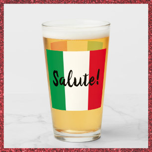 Italienska Flagga med Salute Hälsning Glaskopp