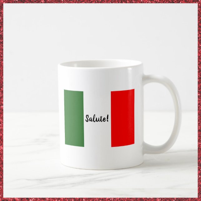 Italienska Flagga med Salute Toast Red White-Grönt Kaffemugg (Skapare uppladdad)