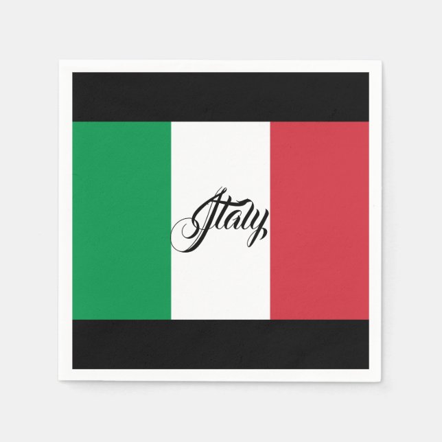 Italienska Flagga Napkins Pappersservett (Framsidan)