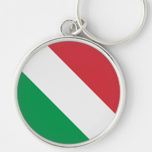 Italienska Flagga Rund Silverfärgad Nyckelring