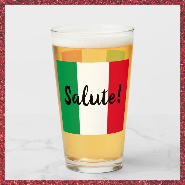 Italienska Flagga Salute Hälsning Glaskopp (Bookmark my store! https://www.zazzle.com/store/capricepetit)