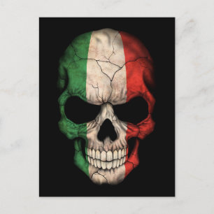 Italienska Flagga Skull på svart Vykort