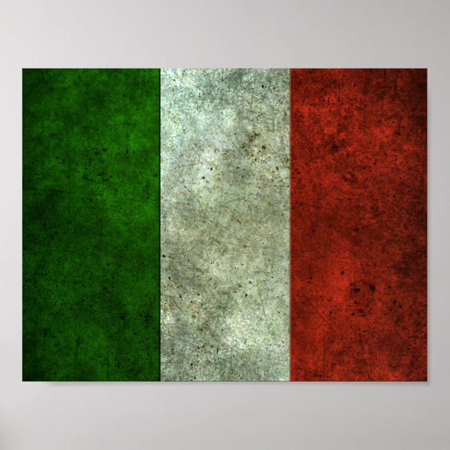 Italienska Flagga Steel Effect Poster (Framsidan)