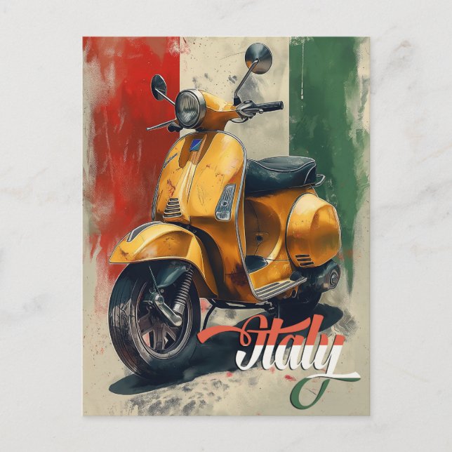 Italienska Flagga Vespa Scooter Vykort (Framsida)