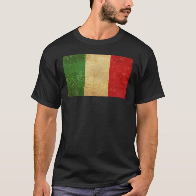 Italienska Flagga Vintage Grunge Manar Black T Shirt (Framsida)