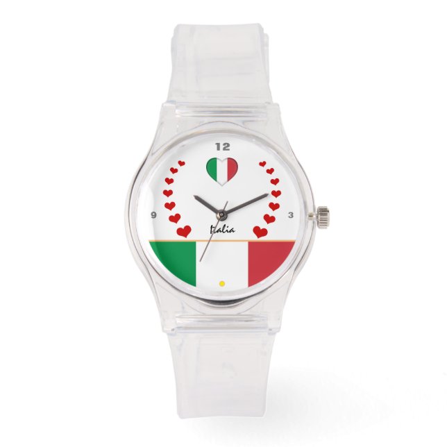 Italienska Flagga Watch, Italia, mode watch/Italie Armbandsur (Framsida)