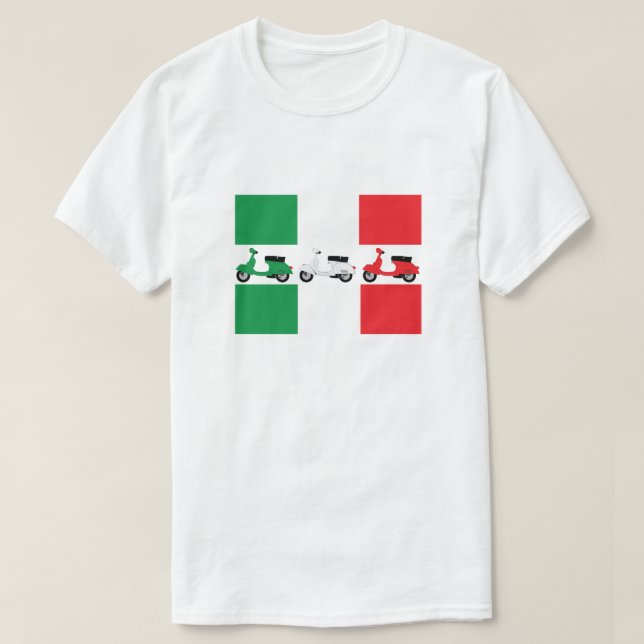 Italienska flaggafärger & sparkcyklar i t shirt (Design framsida)