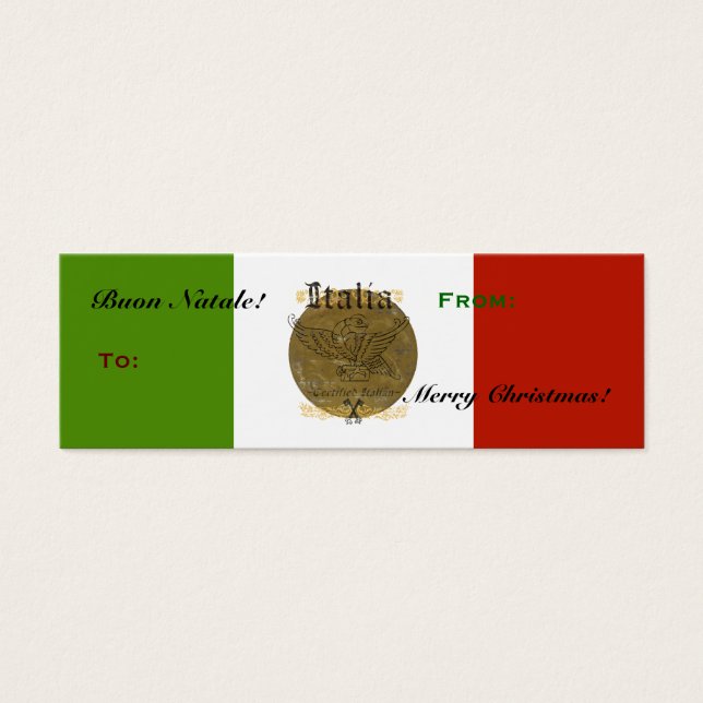 Italienska flaggan God Jul presentkort Litet Visitkort (Framsidan)