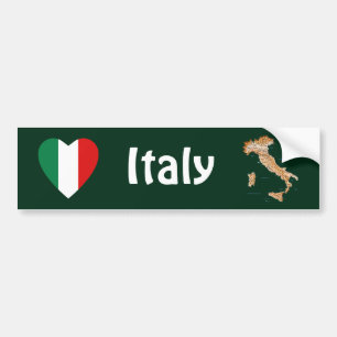 Italienska flaggan hjärta + kartbild på en dekal
