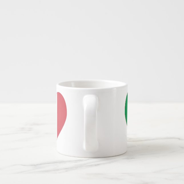 Italienska flaggan hjärta röd kant espressomugg (Baksidan)