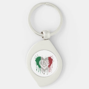 Italienska flaggan kärlek swirl silverfärgad nyckelring