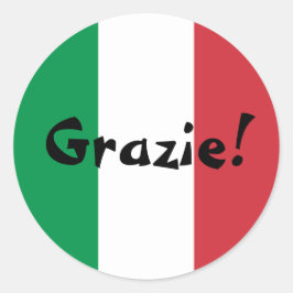 Italienska flaggan Tack Grazie! Runt Klistermärke