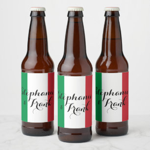 Italienska flaggfärger bröllop ölflaska etikett