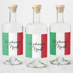 Italienska flaggfärger bröllop spritflaskor etikett