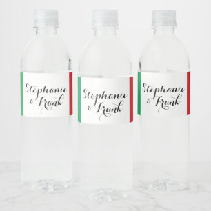 Italienska flaggfärger Bröllop Vattenflaskor Etikett