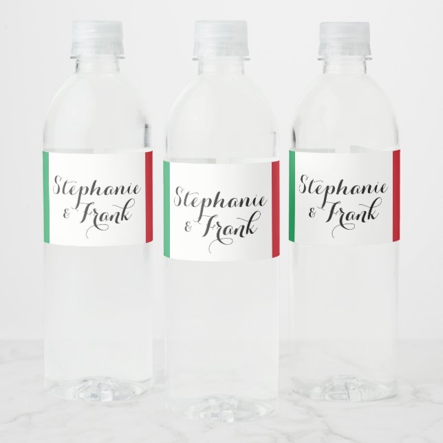 Italienska flaggfärger Bröllop Vattenflaskor Etikett (Flaskor)
