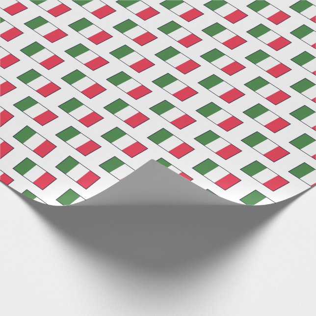 Italienska flaggor upprepas på vitt presentpapper (Hörn)