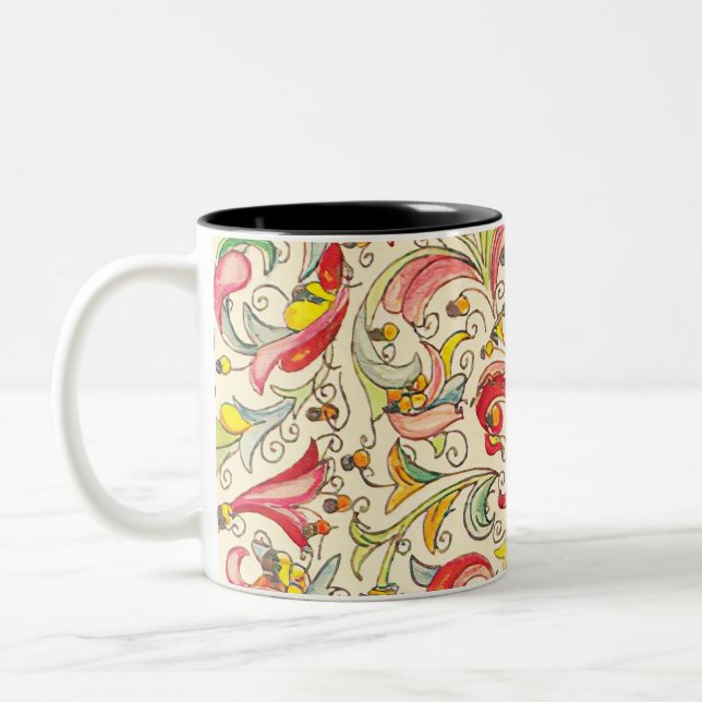 Italienska Florentine Fleur de Lis Mönster Två-Tonad Mugg (Vänster)